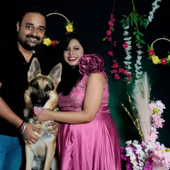 Don't forget your fur babies. This couple brought their German Shepherd to the studio shoot, and it resulted in a wonderful family portrait that includes their loyal companion.