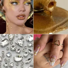 A mood board for the ultimate golden goddess look. This is the inspiration behind my most luxurious gold and crystal nail sets.
