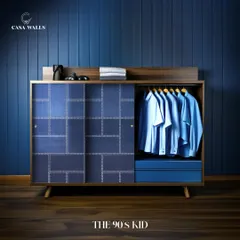 A touch of nostalgia for the 90s kid in all of us. This wardrobe panel is crafted from denim fabric with classic stitch detailing, bringing a cool, modern twist to a familiar texture.