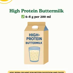 High-protein buttermilk is a great hydrating snack, providing 6-8 grams of protein per 200 ml. Add jeera or mint for better digestion and taste.