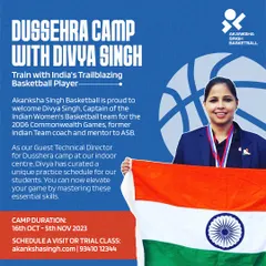 Train with one of India's trailblazing players, Divya Singh, at our Dussehra Camp. This 21-day program includes residential options and focuses on mastering essential drills, from dribbling and shooting to advanced defensive techniques.