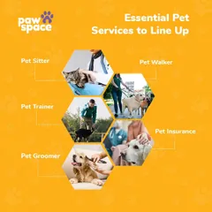 This graphic outlines the essential services every pet parent should consider, including training, grooming, and walking. We provide these core services at your doorstep to make pet care convenient and comprehensive.