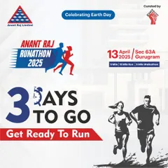 The countdown continues. A "3 Days To Go" post for the Anant Raj Runathon keeps the event top-of-mind and encourages procrastinators to finally register.