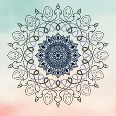 The original simple mandala drawing, showing the clean black line work on a soft pastel background. This piece is about finding beauty in simplicity and the meditative power of drawing lines.
