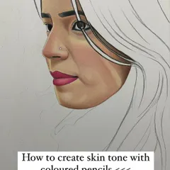 A mini tutorial on how I create skin tones with colored pencils. This series of images breaks down my layering process, starting with shadows and building up to the final blended tone.