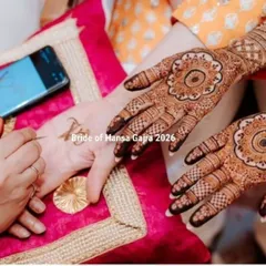 The process of creating minimal magic. Here, I am adding a small initial to the bride's palm, a personal touch to her otherwise clean and elegant mandala design.