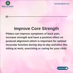 After pregnancy, your core muscles are stretched and weakened. I focus on exercises that rebuild deep core strength, which improves posture and alleviates the back pain common from carrying and caring for your baby.