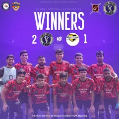 That winning feeling. Celebrating a hard-fought 2-1 victory in the Mumbai Football Association First Division Championship, a result of our team's resilience and tactical discipline.