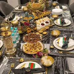 A luxurious high tea setup with an elaborate table setting. We provide everything from the food to the fine crockery and decor.