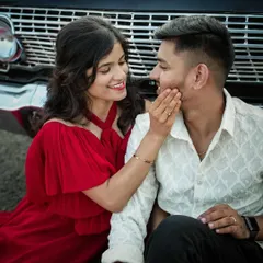 A classic love story with a vintage Chevrolet. The combination of the iconic car and the couple's romantic poses creates a timeless and cinematic pre-wedding photograph.