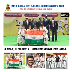 Day 1 results from the 24th FSKA World Cup Karate Championship 2024. The UBKA team celebrates their initial victories, setting a strong precedent for the rest of the international tournament.