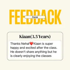 This feedback makes our day. Knowing that Kian, at just 3.5 years old, is super happy and excited after class is the best reward.