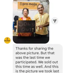 This is the magic we create together. When artisans connect with the right audience, their hard work sells out. This is a real message from a happy food creator at one of our events.