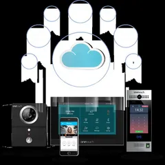 We install integrated access solutions like this OneTouch system. It combines a video door phone, a biometric access panel, and a smartphone app, creating a unified, cloud-connected network for managing entry to your home or business.