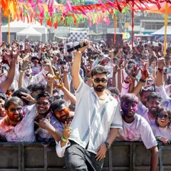 Posing with the incredible Holi crowd. This is what a successful festival looks like.