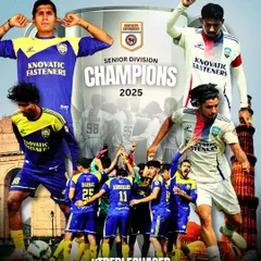 Treble Chased. Treble Secured. This poster celebrates our historic achievement of becoming the Senior Division Champions for 2025, completing our climb through the ranks.