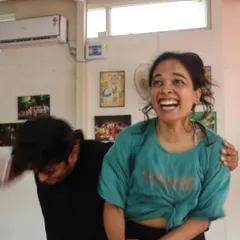 The joy and chaos of rehearsal for "Gretel." These behind-the-scenes shots capture the playful and energetic process of creating our physical theatre pieces.