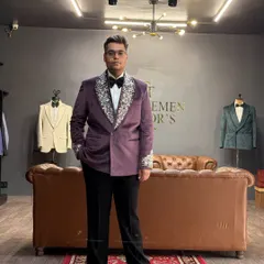 Another look at Mr. Harshit's bespoke embroidered tuxedo, showcasing how our designs are tailored to fit and flatter every client.