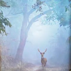 A truly magical moment from the woods of Pilibhit. A spotted deer stag appears like a ghost in the dense morning fog, a shot I wasn't even sure I had captured until later. This print embodies the mysterious and ethereal mood of the jungle.