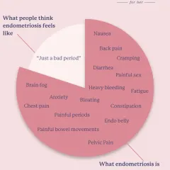 What people think endometriosis feels like vs. what it actually is. It's so much more than "just a bad period," involving fatigue, bloating, brain fog, and more.