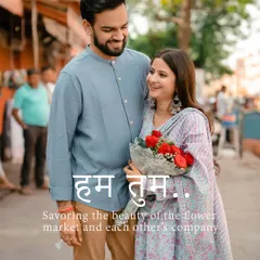 The essence of our "Hum Tum" (Us Two) concept. This image captures a sweet, shared moment amidst the lively atmosphere of a Jaipur market.
