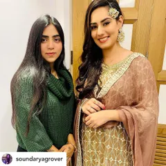 On set with the lovely Sweetaj Brar. We're looking over details for her look in the 'Khabi Seat' music video. This kind of collaboration and discussion with the artist is key to a successful outcome.