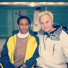 Meeting skaters from around the world is one of the best parts of competing internationally. Here I am with a fellow athlete during a championship.