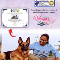 I am proud to see more women building careers in dog training. Here is one of our certified trainers, Bhuvana, with her certificate of completion. We celebrate the dedication of all our female trainers.