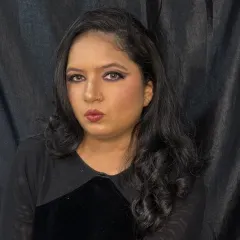 This is a 'Tan Look' or 'Glam Look' demonstration. Our students learn a variety of makeup styles to cater to different client requests and occasions.