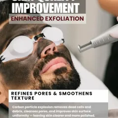 The vaporization of the carbon particles provides an enhanced exfoliation effect. This refines pores and smooths the skin's surface, leaving it feeling polished and looking visibly clearer.