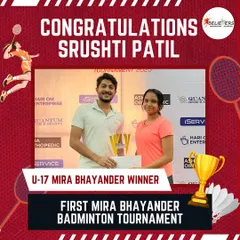 We don't just build players; we build champions. A huge congratulations to our player Srushti Patil for winning the U-17 Mira Bhayander Badminton Tournament. This is what dedication and hard work looks like.