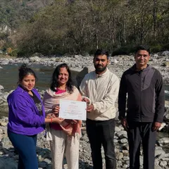 A proud moment for one of our retreat participants receiving her certificate. These wellness getaways are designed for personal growth, and we celebrate every step of the journey together as a community.