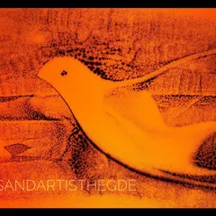 Titled 'Flying high', this abstract sand painting depicts a bird in motion. This piece is part of my eco-art series, focusing on sustainable art practices and themes from nature.