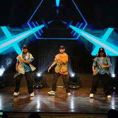 Our hip hop crew hitting their opening pose at Zest 25. Dressed in street-style outfits, they brought urban swag and high energy to the stage.