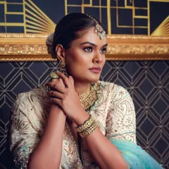 A close-up bridal portrait that focuses on the intricate details of the jewelry and the flawless makeup. I work to capture a sense of modern elegance in my bridal photography, ensuring the final images are both timeless and striking.