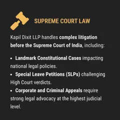 We have extensive experience arguing before the Supreme Court of India. This includes handling Special Leave Petitions (SLPs), significant constitutional cases, and high-stakes corporate and criminal appeals at the nation's apex court.