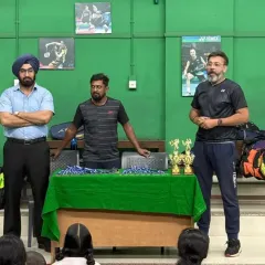 Our coaching team addressing the students at the conclusion of our inaugural summer camp. We are discussing the players' progress and getting ready for the next batch.