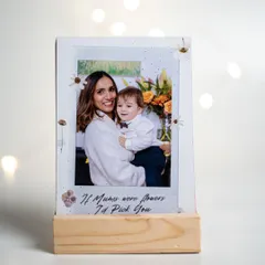 "If Mums were flowers, I'd pick you." A sweet message on a custom photo stand, making it an extra special gift for Mother's Day.