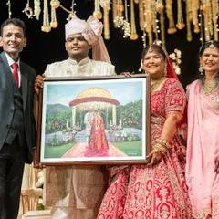 A truly unique touch: a live painter capturing the couple's wedding ceremony on canvas. This provides not only entertainment for guests but also a timeless piece of art for the couple to cherish forever.