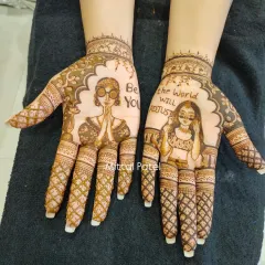 Your mehndi should be as unique as you are. This custom design was created for a bride who wanted to express her personality with the powerful message "Be You, The world will adjust," proving that your henna can be both beautiful and meaningful.