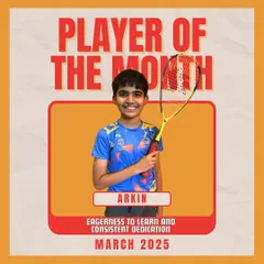 Arkin is our Player of the Month! His eagerness to learn and consistent dedication are the reasons for his rapid progress. He is a true example of how the right mindset accelerates growth.