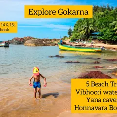 A poster for our Gokarna trip, highlighting the 5 beach trek, waterfalls, and other exciting activities.
