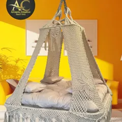 Here is our rectangular bed swing in a classic, natural off-white. This versatile color fits with any decor style, from modern to traditional.
