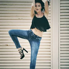 A high-energy, expressive pose that brings a raw and powerful feel to this denim shoot. This kind of image is great for social media campaigns that aim to stop the scroll.
