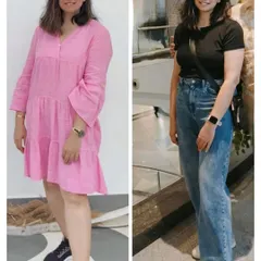 This before and after photo captures a wonderful journey of weight loss and newfound confidence. Through enjoyable workouts, this client gained strength, embraced fitness with joy, and discovered her inner dancer.