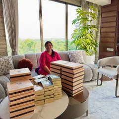Another shot from the busy Diwali season, with stacks of our wooden gift boxes ready to be delivered.