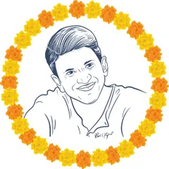 A simple portrait sketch of Puneeth Rajkumar, our beloved Appu sir, framed by a floral garland. It's a small way to remember a person who brought so much joy to all of us.