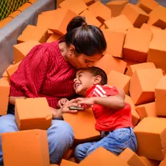 A quiet, loving moment between a mother and her son in the middle of the foam pit. These are the memories I hope families cherish.