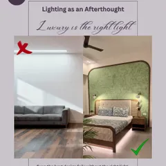 Lighting is not an afterthought. Even the best design fails without the right light. This before-and-after shows how layered lighting (ambient, task, and accent) can transform a space, making it look beautiful day and night.