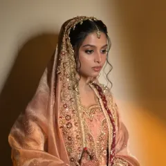 A close-up of my NRI Muslim bride Nuha, showcasing the flawless, HD-ready airbrush makeup that enhances her delicate features.